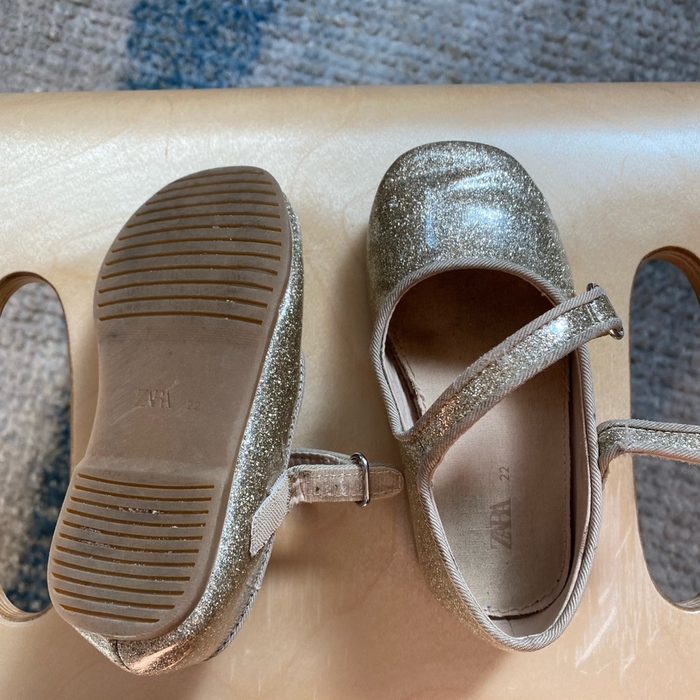 Zara gold sparkle Mary Jane shoes